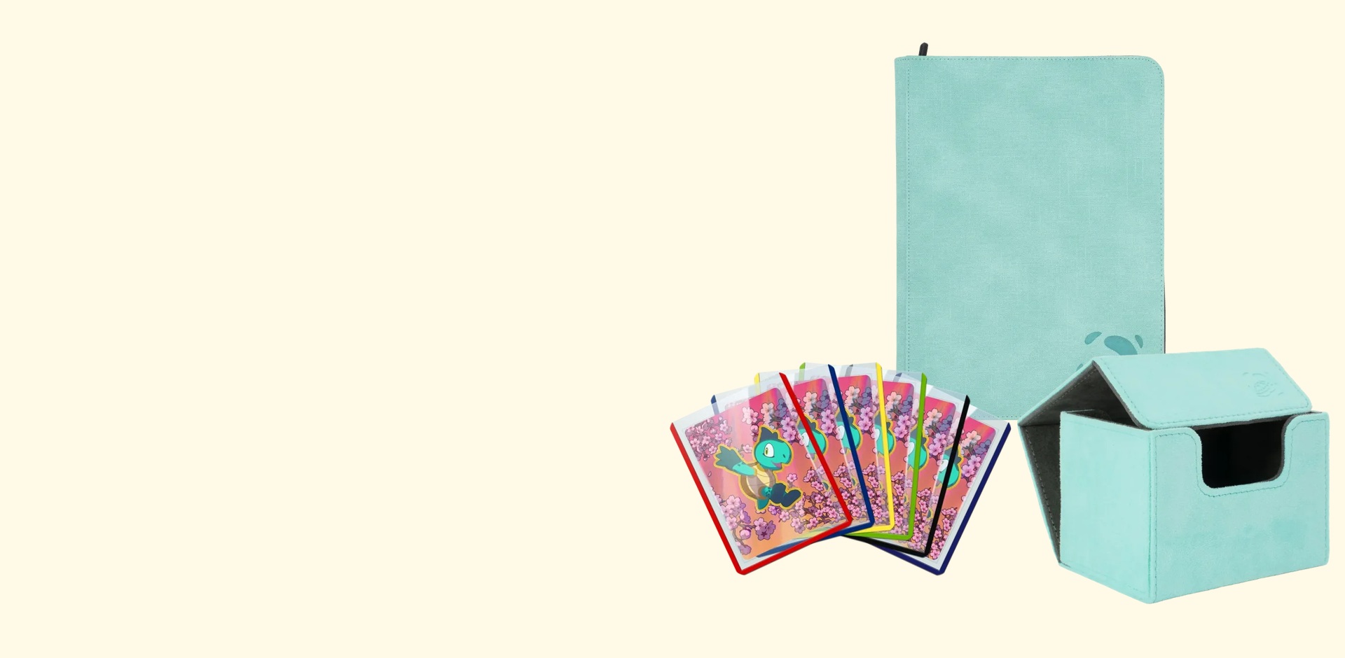 PayaShell turquoise binder, deckbox en gekleurde toploaders