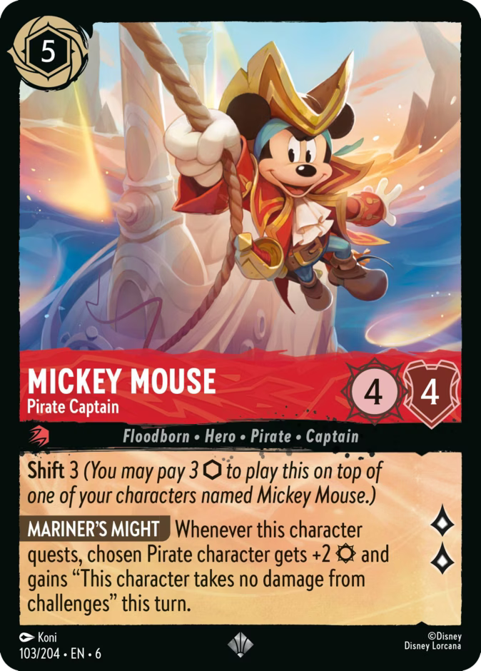 Mickey Mouse - Pirate Captain - Azurite Sea Disney Lorcana